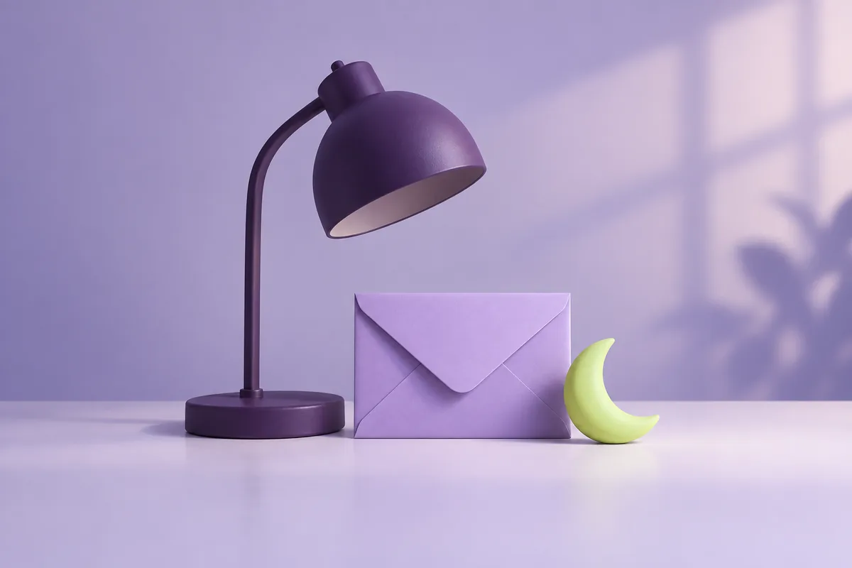 Tischlampe, Umschlag und Mondsichel
