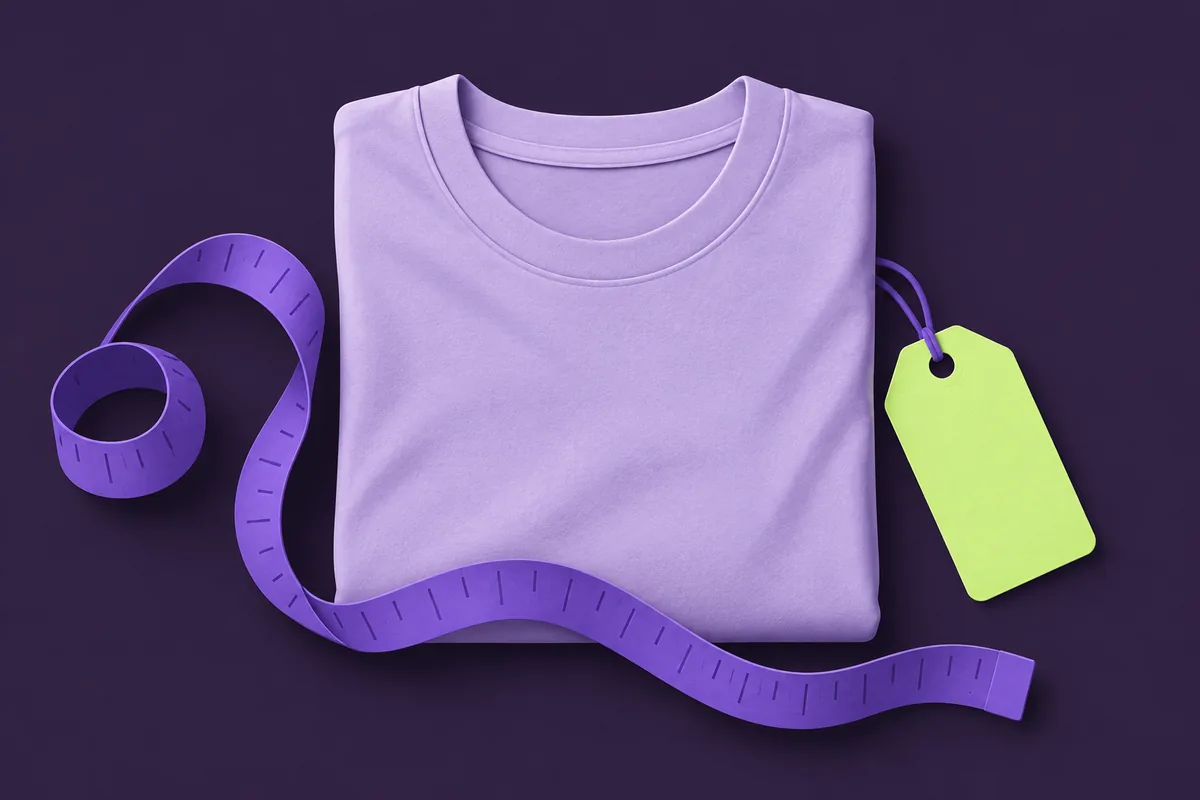 T-Shirt, Maßband und Etikett