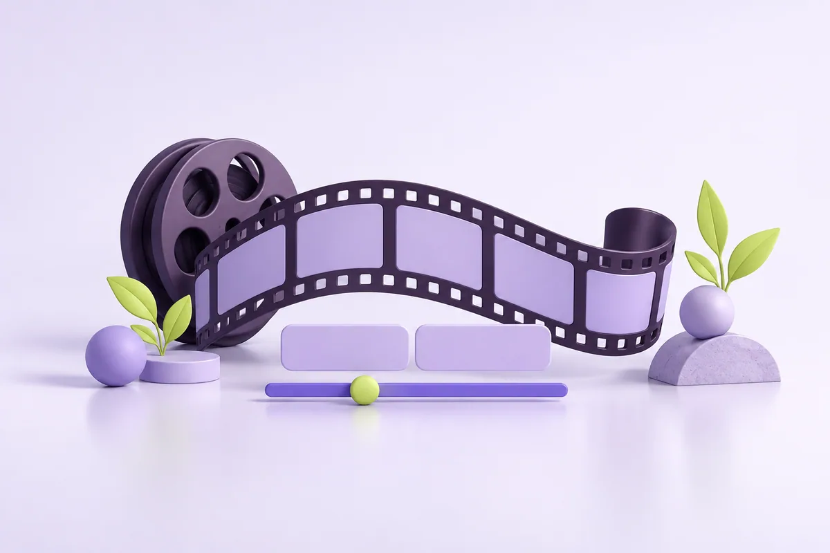 Filmstreifen, Untertitelfelder und Schieberegler